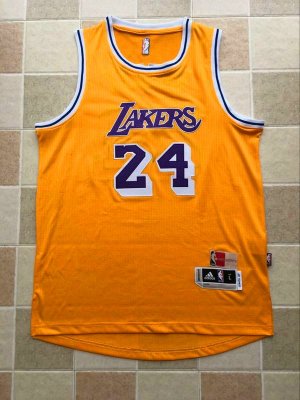 Maillot De Basket Los Angeles Lakers Kobe Bryant 24 Dense Brode Tissu AU Retro Jaune